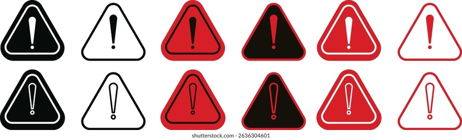 Warning danger triangle icon set set. Vector collection isolated on transparent background hazardous apps and website material symbol in trendy style. Globally harmonized system all classes caution