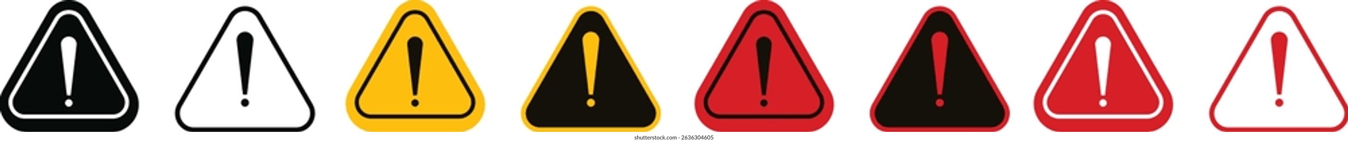 Warning danger triangle icon set set. Vector collection isolated on transparent background hazardous apps and website material symbol in trendy style. Globally harmonized system all classes caution