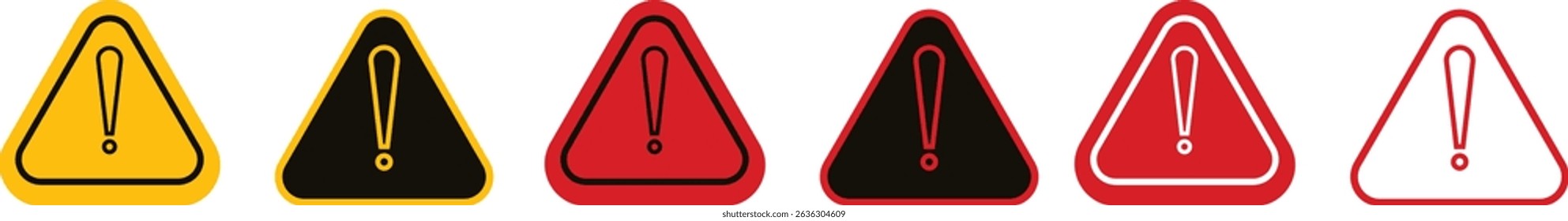 Warning danger triangle icon set set. Vector collection isolated on transparent background hazardous apps and website material symbol in trendy style. Globally harmonized system all classes caution