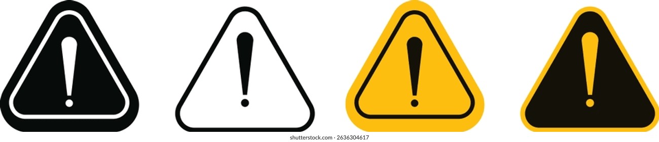 Warning danger triangle icon set set. Vector collection isolated on transparent background hazardous apps and website material symbol in trendy style. Globally harmonized system all classes caution