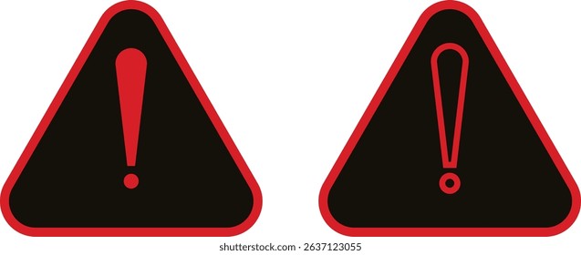Warning danger triangle icon set set. Vector collection isolated on transparent background hazardous apps and website material symbol in trendy style. Globally harmonized system all classes caution
