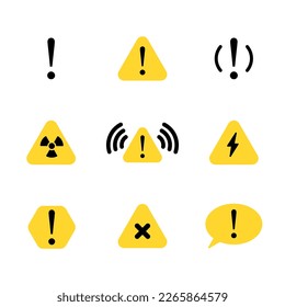 Warning, danger vector icons set