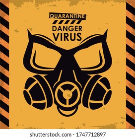 warning danger virus poster with mask vector illustration design