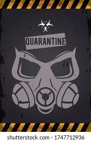warning danger virus poster with mask and biohazar symbol vector illustration design