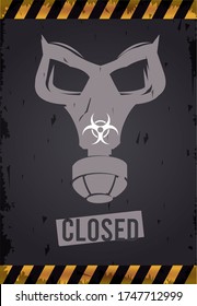 warning danger virus poster with mask and biohazar symbol vector illustration design