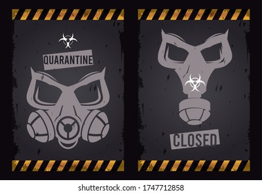 warning danger virus poster with masks vector illustration design
