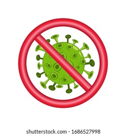 Warning dangerous Caution Coronavirus. Stop the covid-19 outbreak. The medical concept of a pandemic with dangerous cells is green