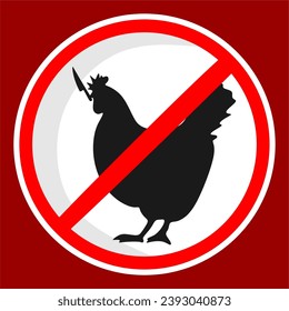 warning, dangerous chicken area on red background