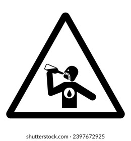 Aviso de los peligros de beber símbolo de contaminación,Ilustración vectorial, Aislar en etiqueta de fondo blanco. EPS10
