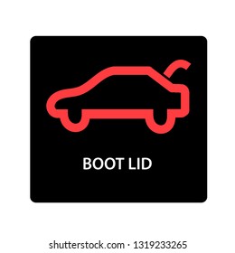 warning dashboard car icon, boot lid, vector illustration