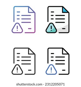 Diseño de iconos de datos de advertencia en cuatro colores de variación