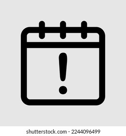 Icono de fecha de advertencia en estilo de línea, uso para presentación de aplicación móvil del sitio web