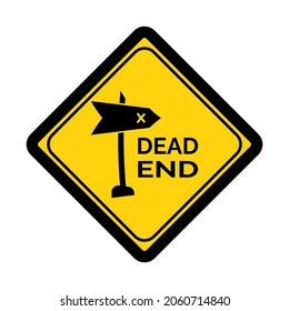 Warning dead end sign design vector illustration