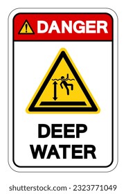 Warning Deep Water Symbol Sign, Vector Illustration, Isolate On White Background Label. EPS10