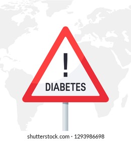 Warning diabetes concept. Vector illustration in flat style