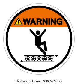 Warning Do Not Climb On Conveyor Symbol Sign, Vector Illustration, Isolate On White Background Label .EPS10
