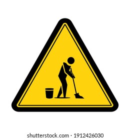 Warning do not enter cleaning in progress sign and symbol graphic design vector illustration