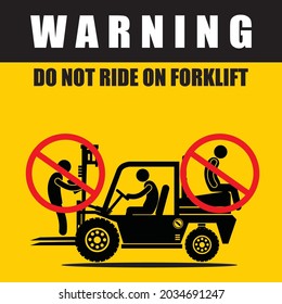 WARNING, DO NOT RIDE ON FORKLIFT, SIGN VECTOR