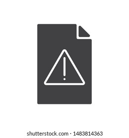 Warning document file icon. flat simple pictogram. Document problem vector illustration