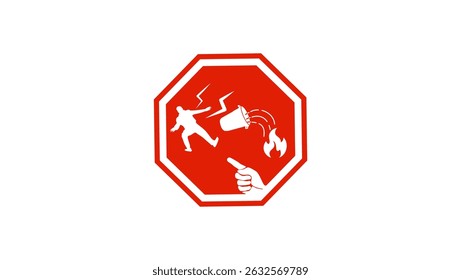 aviso, não extingue a água do fogo, silhueta isolada vermelha