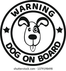 Warning dog on board, Vector, Puppy