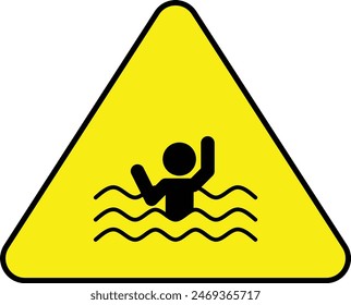 Warnung Ertrinken Zeichen, Vorsicht Deep Water Zeichen, Ertrinken Symbol
