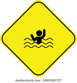 Warnung Ertrinken Zeichen, Vorsicht Deep Water Zeichen, Ertrinken Symbol