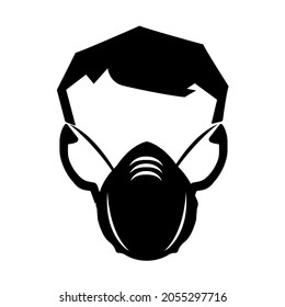 Warning Dust Mask Must Be Worn Black Icon ,Vector Illustration, Isolate On White Background Label. EPS10