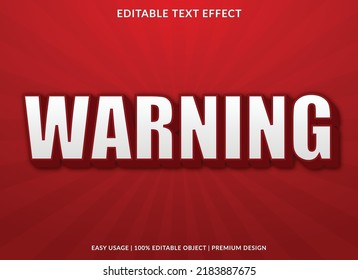 Warning Editable Text Effect Template With Abstract Style Background Use For Business Logo And Brand