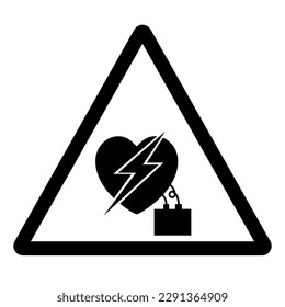 Warning Electrical Interferance To Pacemaker Symbol Sign, Vector Illustration, Isolate On White Background Label .EPS10