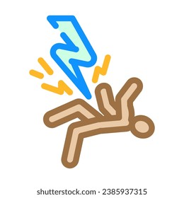 warning electricity color icon vector. warning electricity sign. isolated symbol illustration