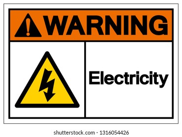 Warning Electricity Symbol Sign ,Vector Illustration, Isolate On White Background Label. EPS10