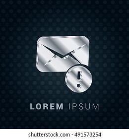 Warning Email 3D silver/platinum metallic chromium precious Icon / Logo Design