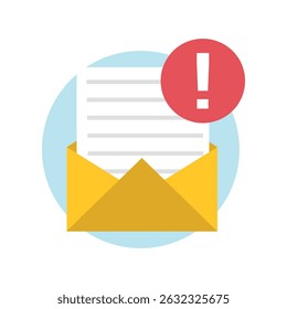 Warning email: new mail with attention required.