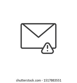 Warning e-mail notification line icon. linear style sign for mobile concept and web design. Spam mail message outline vector icon. Symbol, logo illustration. Vector graphics