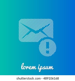 Warning Email White stroke fill with blue & green gradient background Icon / Logo Design