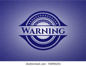 Warning emblem with denim texture