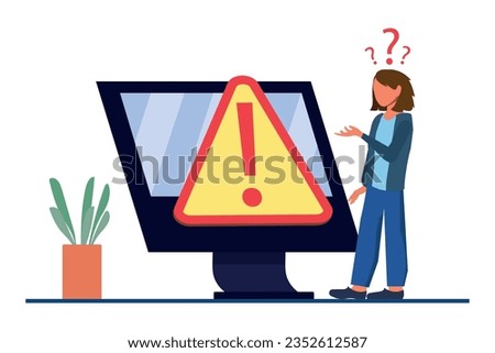 warning error concept, businessman looking at an internet failure screen on a computer. Concept operating system error warning for web page, banner, presentation, social media, documents, posters.