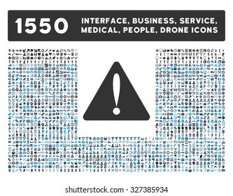 Warning Error Icon And Other Web Interface, Business, Tools, People, Medical Service And Awards Vector Symbols. Style Is Bicolor Flat Symbols, Blue And Gray Colors, Rounded Angles, White Background.