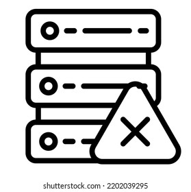 Warning Error Server Icon Line