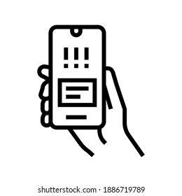 warning error smartphone app line icon vector. warning error smartphone app sign. isolated contour symbol black illustration