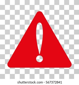 Warning Error vector icon. Illustration style is flat iconic red symbol on a transparent background.