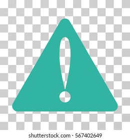 Warning Error vector pictogram. Illustration style is flat iconic cyan symbol on a transparent background.