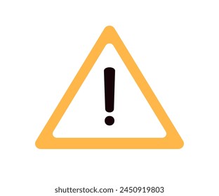 Warning exclamation mark, triangle sign. Beware of danger, security and risk symbol. Caution, attention, alert and precaution signal. Flat graphic vector illustration isolated on white background