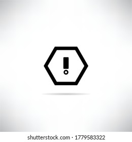 warning, exclamation sign vector illustration with shadow 