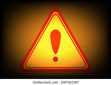 Warning exclamation sign Vector illustrations on dark yellow background