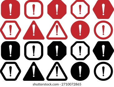 Colección de símbolos de exclamación de advertencia