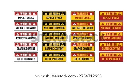 Warning, Explicit Lyrics, Not Safe For Work, Lot of Profanity. Vector Illustration