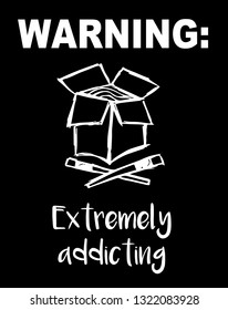 "Warning: Extremely Addicting" Funny Text with Noodles Icon. Vector Illustration for Graphic Design, Template, Shirt, Background and more. 