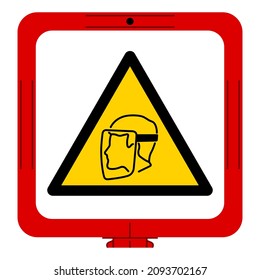 Warning Face Shield Must Be Worn Symbol Sign,Vector Illustration, Isolated On White Background Label. EPS10 